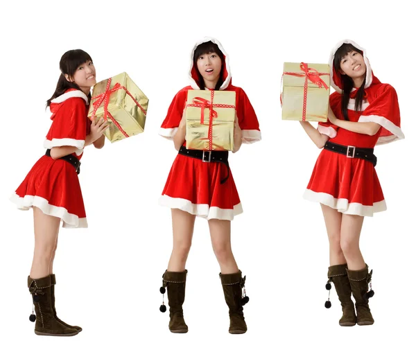 Julflicka med gåvor — Stockfoto