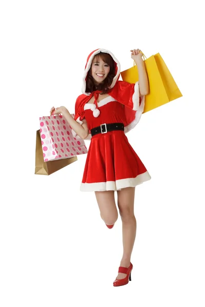 Happy shopping jul kvinna — Stockfoto