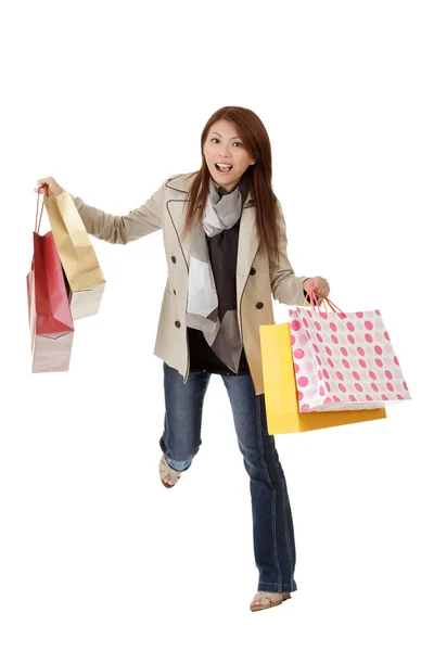 Exciting shopping woman — Stock Photo, Image
