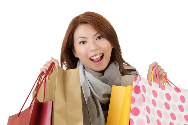 Gelukkig winkelen vrouw — Stockfoto