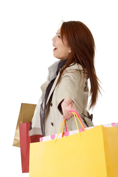Cheerful shopping woman — Stock Photo, Image