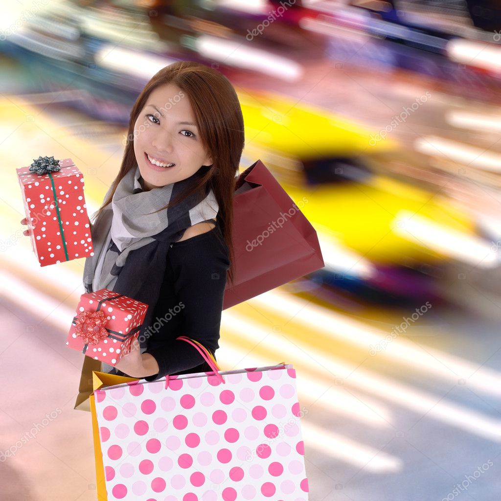 Happy shopping woman