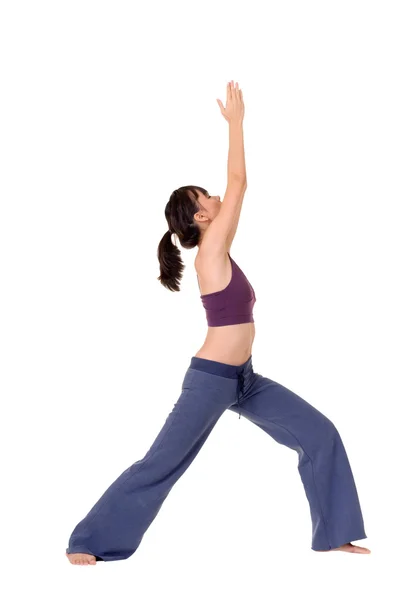 Yoga Vrouw Poseren Geïsoleerd Witte Achtergrond — Stockfoto