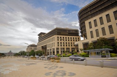 Square in front of government financial offices in Putrajaya, Malaysia, Asia. clipart