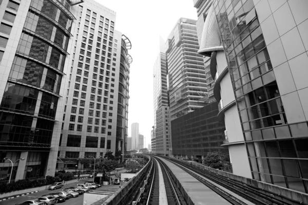 Paisagem Cidade Com Arranha Céu Ferroviário Empresarial Durante Dia Kuala — Fotografia de Stock