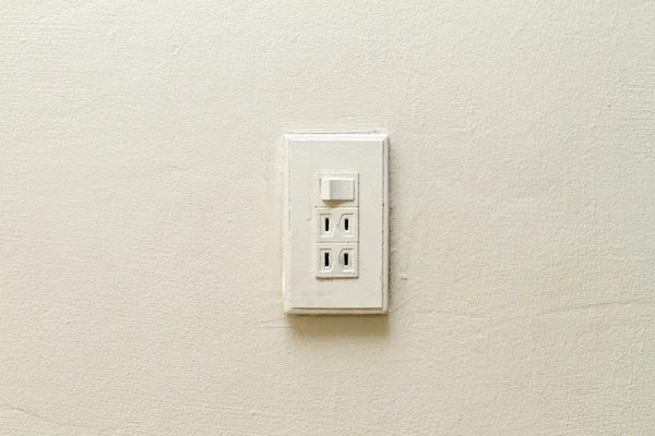 Luz Elétrica Interruptor Tomada Parede Branca — Fotografia de Stock