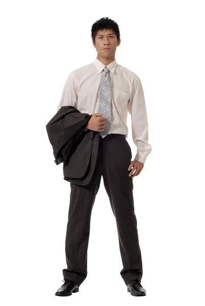 Asian Office Man Full Length Portrait Isolated White Background — Stock Photo, Image