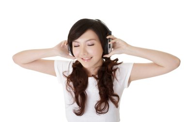 Woman listen music clipart