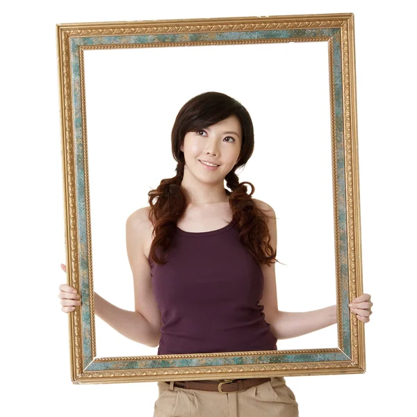 Frame with woman — Stock Photo, Image