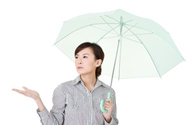 Business woman holding umbrella clipart