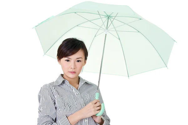 Donna d'affari in possesso di ombrello — Foto Stock