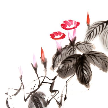 Chinese flower painting clipart