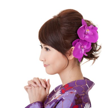 Japaneses woman praying clipart