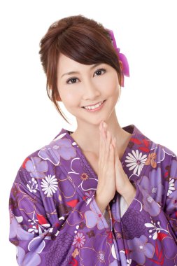 Japaneses woman praying clipart