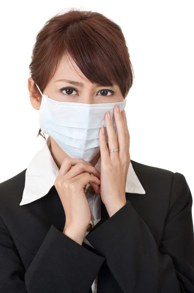 Γυναίκα των επιχειρήσεων στην προστατευτική μάσκα — Φωτογραφία Αρχείου