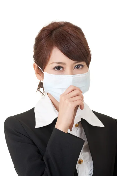 Mulher de negócios em máscara protetora — Fotografia de Stock