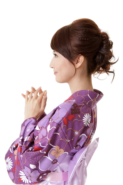 Japoński kobieta modli się — Zdjęcie stockowe