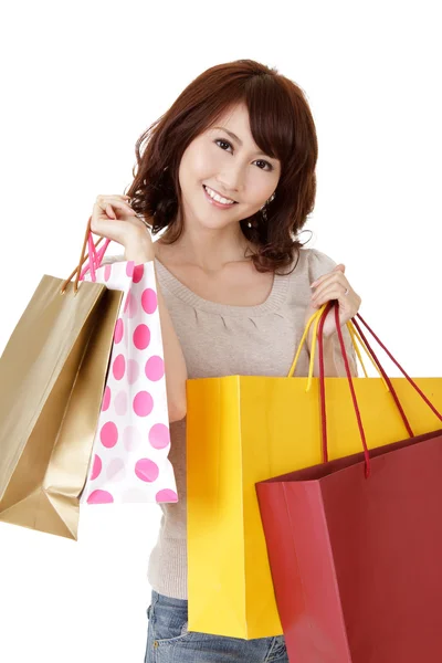 Glimlachend winkelen vrouw — Stockfoto