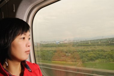 Woman in train clipart