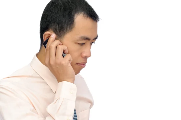 Volwassen zakenman met behulp van mobiele telefoon — Stockfoto