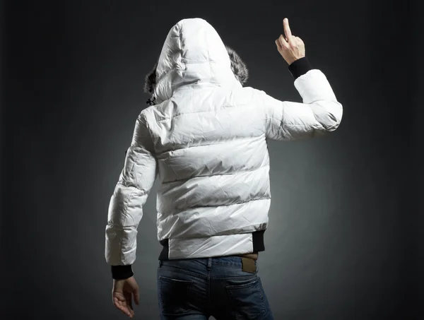 Retrato del joven con una chaqueta blanca — Foto de Stock