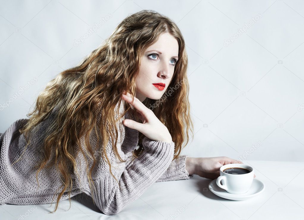 Portrait woman with a cup of coffee