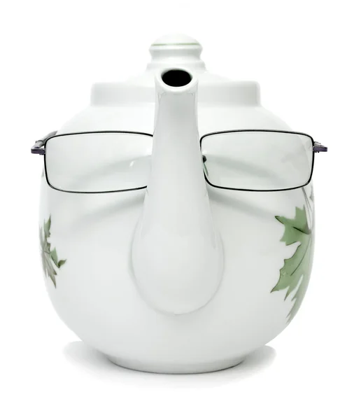 Porcelana czajniczek z okularach — Zdjęcie stockowe
