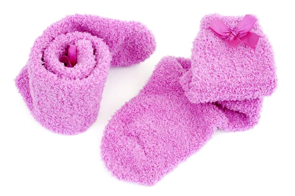 Rosa Socken Für Das Baby Auf Weiß — Stockfoto