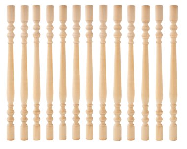 Unpainted banisters are made of birch wood clipart
