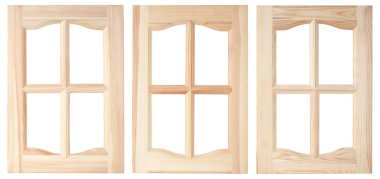 Three unpainted furniture doors, are made of a tree clipart