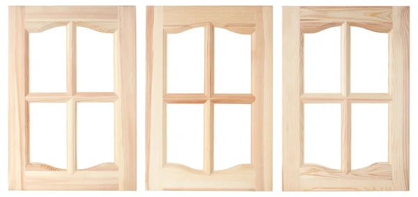 Три Неокрашенные Двери Мебели Сделаны Дерева — стоковое фото