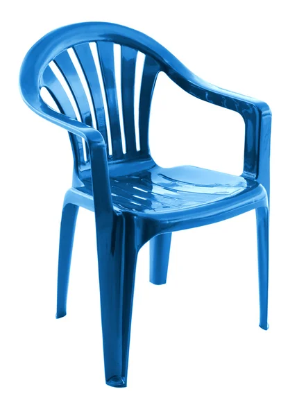 Синий пластиковый стул — стоковое фото