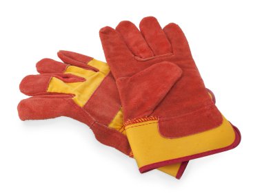 Pair of work gloves on white clipart