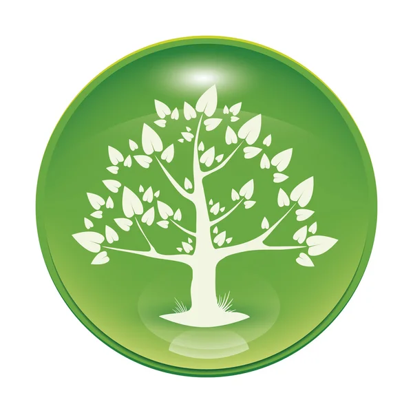 Ein Grünes Hochglanz Symbol Mit Einem Baum — Stockfoto
