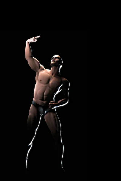 Obraz Człowieka Lekkoatletka Mięśni Wskazując — Zdjęcie stockowe