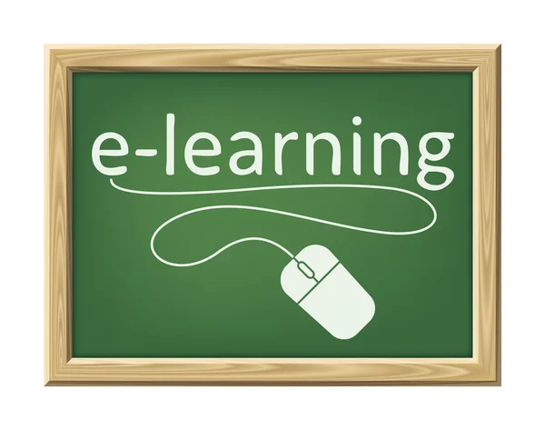 Tableau noir avec le mot e-learning — Photo
