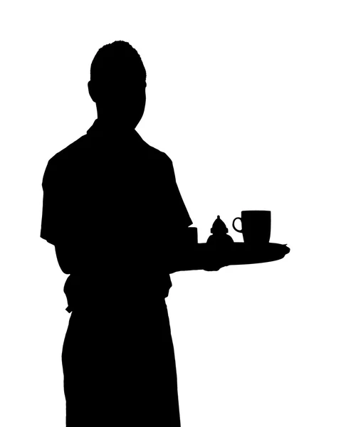 Μια Εικόνα Ενός Σερβιτόρου Μαύρο Και Άσπρο — Φωτογραφία Αρχείου