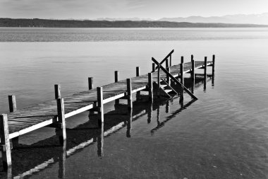 starnberg Gölü Bavyera Almanya iskeleye