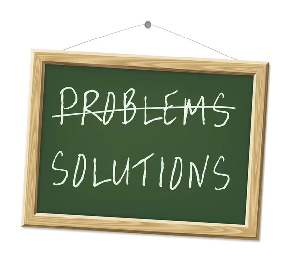 Een Bord Met Krijt Met Woorden Problemen Oplossingen — Stockfoto
