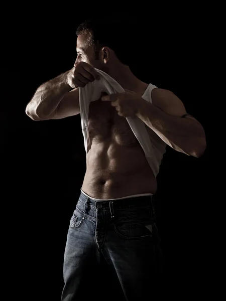 Pohledný muž svalů — Stock fotografie