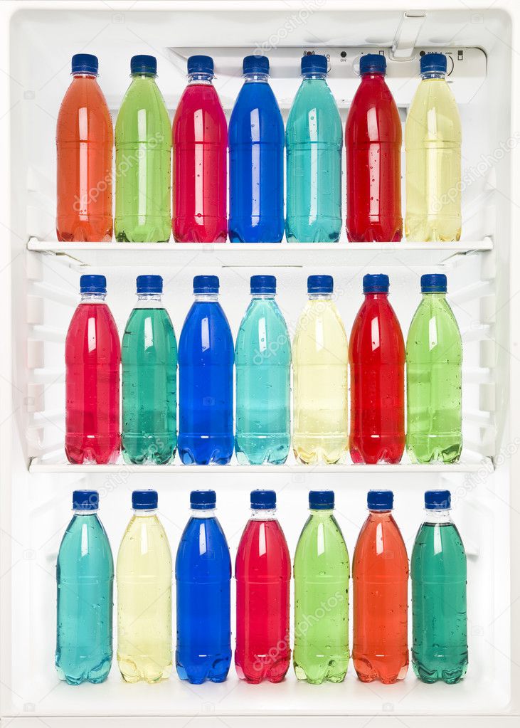 Bottles in a fridge
