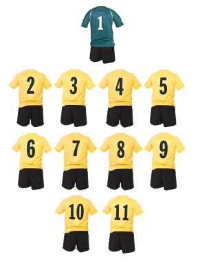 Yellow Football team shirts clipart