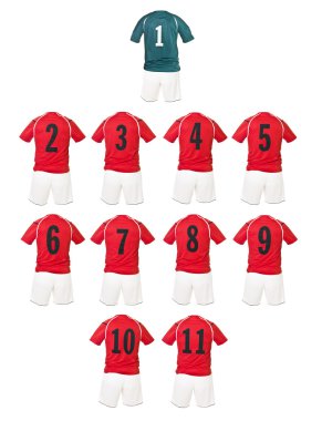 Red Football team shirts clipart