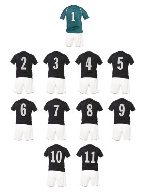 Black Football team shirts clipart