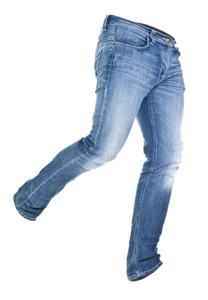 Jeans blu indossati isolati — Foto Stock