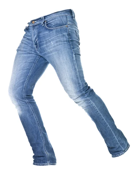 Calça jeans azul desgastada isolada — Fotografia de Stock