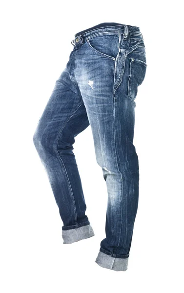 Worn blue jeans isolated — Stock Photo, Image