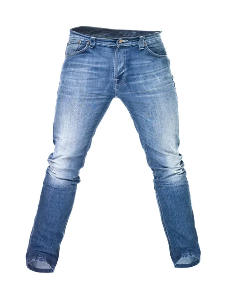 Getragene blaue Jeans isoliert — Stockfoto