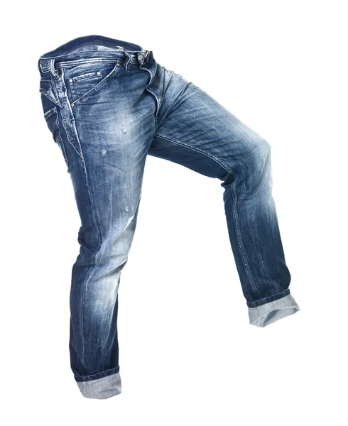 孤立的穿的蓝色牛仔裤 — 图库照片