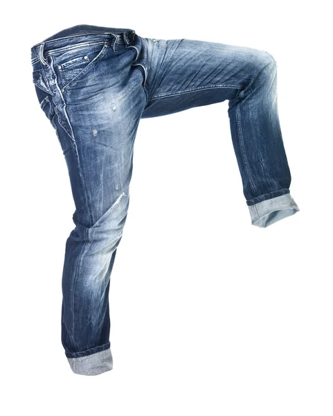 Jeans blu indossati isolati — Foto Stock